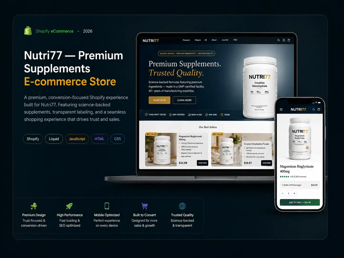 Nutri77 — Premium Supplements E-commerce Store project preview